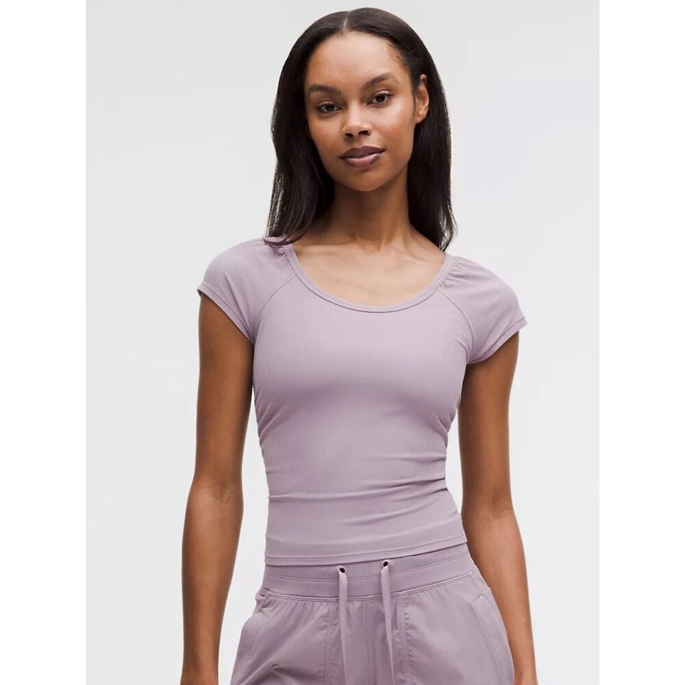 Lululemon Athletica All It Takes Gathered Scoopneck Tee Lotus Lavender 8 NEW - Picture 1 of 6